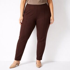 J. Jill Pants Ponte Slim Leg Pull On Chocolate Brown 2X Front Seam Comfort